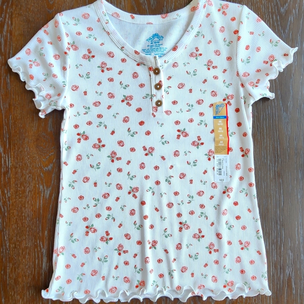 Girls Short Sleeve T-shirt P Bear Floral Size M 10/12